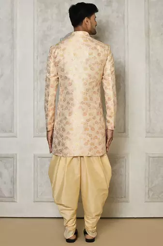 Peach anghrakha pattern work indo western