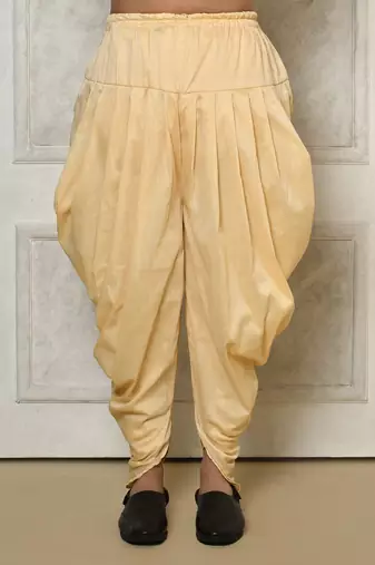 Peach dupion arts silk anghrakha design with hand work on collar and buttons indo western