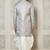 Grey dupion arts silk anghrakha design with hand work on collar and buttons indo western