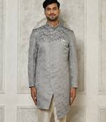 Grey anghrakha pattern work indo western