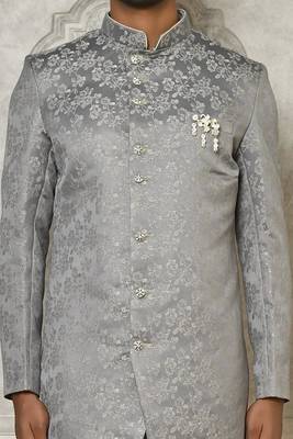 Grey anghrakha pattern work indo western 2