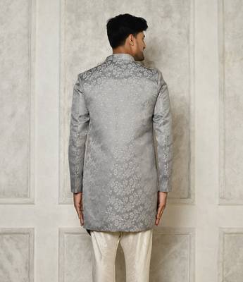 Grey anghrakha pattern work indo western 5