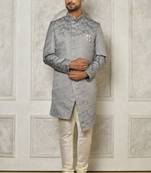 Grey anghrakha pattern work indo western