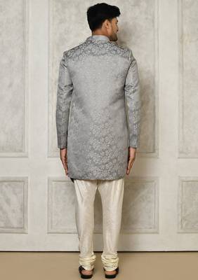 Grey anghrakha pattern work indo western 4