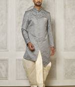 Grey anghrakha pattern work indo western