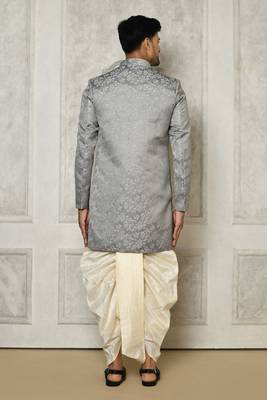 Grey anghrakha pattern work indo western 3