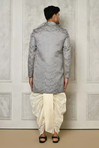 Grey anghrakha pattern work indo western