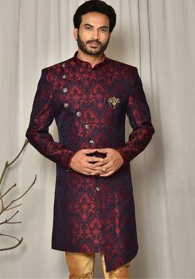 Red anghrakha pattern work indo western 1