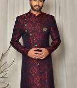 Red anghrakha pattern work indo western