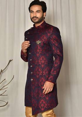 Red anghrakha pattern work indo western 3