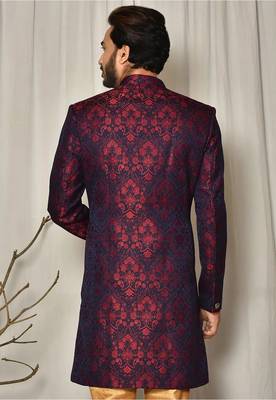 Red anghrakha pattern work indo western 4