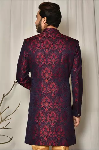 Red anghrakha pattern work indo western