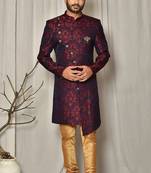 Red anghrakha pattern work indo western