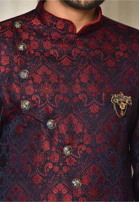 Red anghrakha pattern work indo western 2