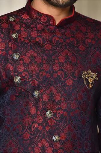 Red anghrakha pattern work indo western