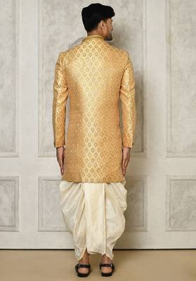Fawn anghrakha pattern work with hand work on collar and pocket indo western 5