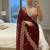 Maroon Color embroidery sequence work Sattin Saree