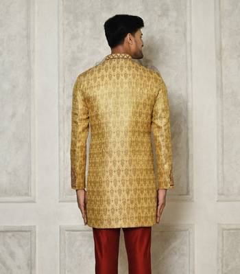 Gold straight pattern work with hand work on collar and pocket indo western 5