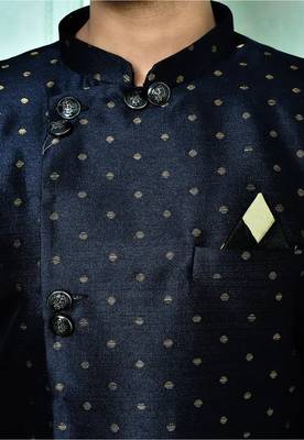 Navy blue anghrakha pattern work indo western 2