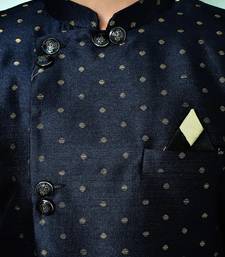 Navy blue anghrakha pattern work indo western