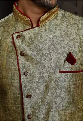 Beige anghrakha pattern work indo western 2