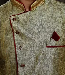 Beige anghrakha pattern work indo western