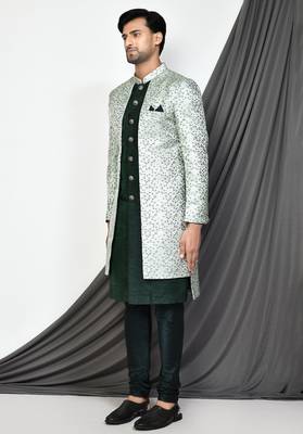 Beige anghrakha pattern work indo western 2