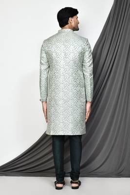 Beige anghrakha pattern work indo western 4