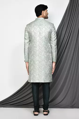 Beige anghrakha pattern work indo western