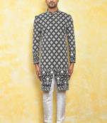 Black straight machine pattern work indo western