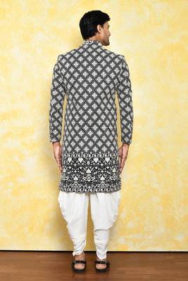 Black straight machine pattern work indo western 5