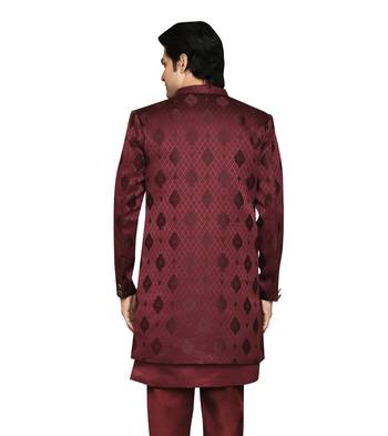 Mahroon front open pattern design with detached inside sleeveless jacket indo western 4