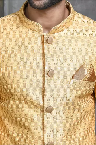 Gold straight pattern work indo western