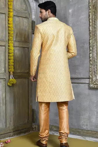 Gold straight pattern work indo western