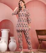 Women multicolor cotton floral printed co ord sets stitched