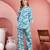 Women light blue cotton floral printed co ord sets stitched