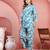 Women light blue cotton floral printed co ord sets stitched