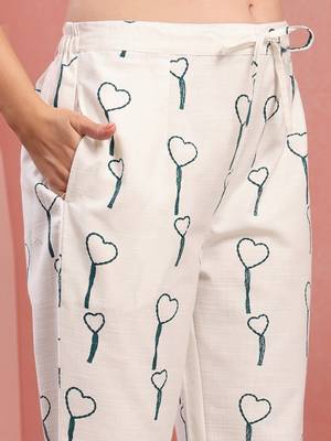 Women white green cotton floral printed co ord sets stitched 5