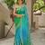 Green & blue shaded chiffon saree with gota patti jaal work