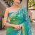 Green & blue shaded chiffon saree with gota patti jaal work