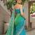 Green & blue shaded chiffon saree with gota patti jaal work
