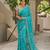 Turquoise blue chiffon saree with gota patti jaal work
