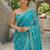 Turquoise blue chiffon saree with gota patti jaal work