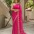 Pink chiffon saree with gotta patti & kardana work scallop border
