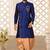 Royal blue dupion arts silk anghrakha design with hand work on collar, hand and chest pocket indo western
