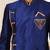 Royal blue dupion arts silk anghrakha design with hand work on collar, hand and chest pocket indo western