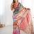 Chiffon digital print scallped border foil mirror work saree