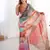 Chiffon digital print scallped border foil mirror work saree