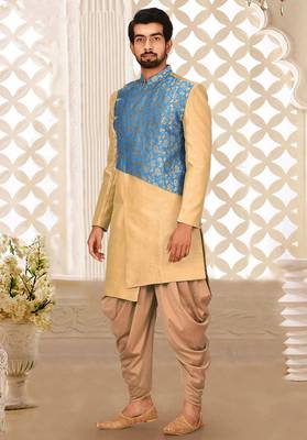 Light beige anghrakha pattern work indo western 2