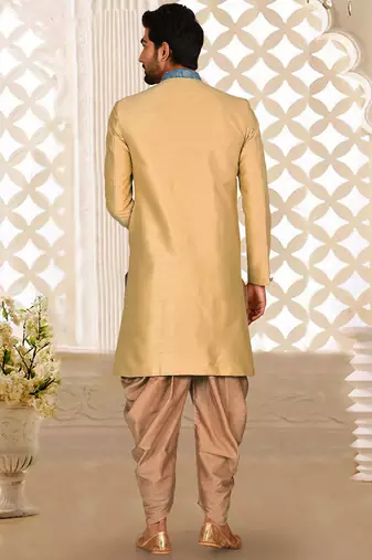 Light beige anghrakha pattern work indo western